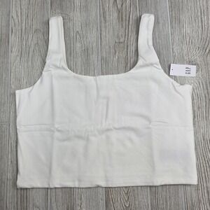 GAP Compact Jersey Brami Top Women Large White Sleeveless Scoop Neck Stretch NWT